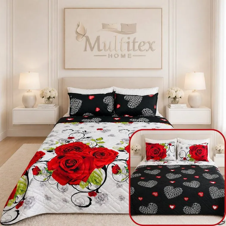 Colcha Corazón de Rosas