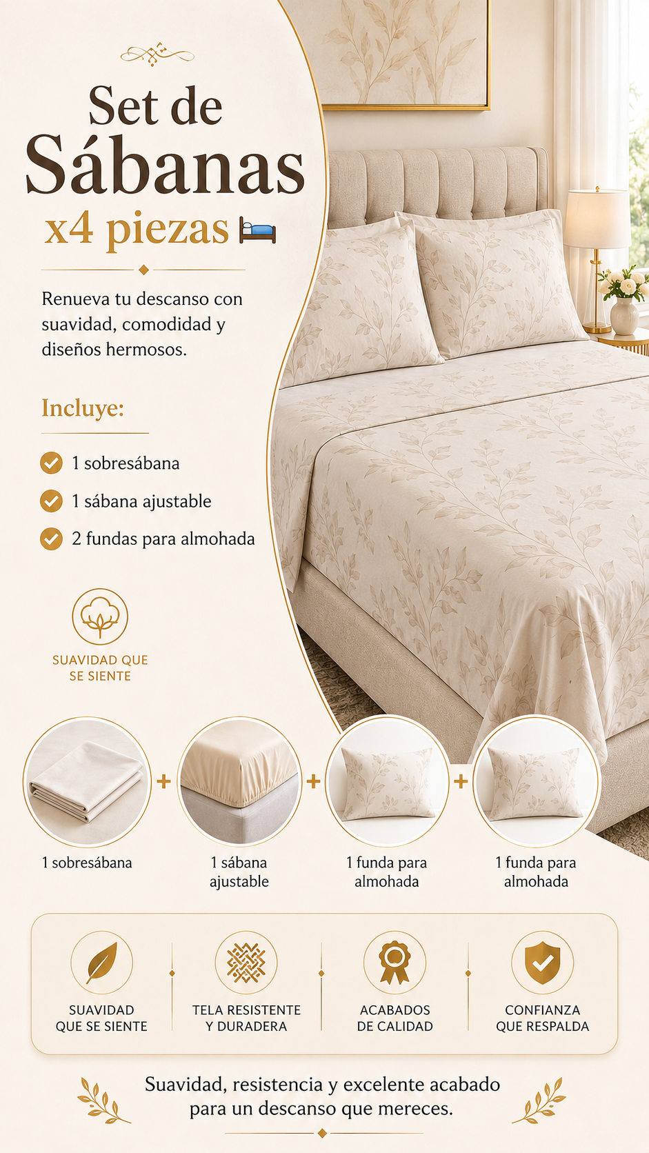 Set de sábanas Multitex x4 piezas